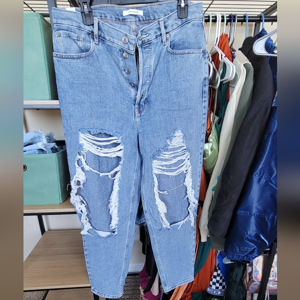 PACSUN Ultra High Rise Slim Dark Wash Straight Jeans
